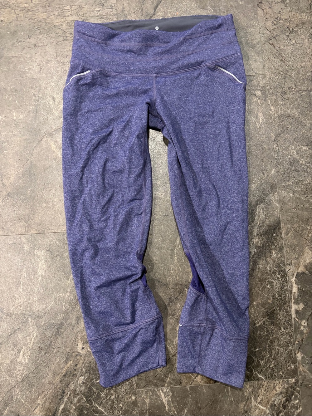 Athleta Women’s Tall Ankle Leggings Purple Solid Pull-On Zip Pocket Activewear
